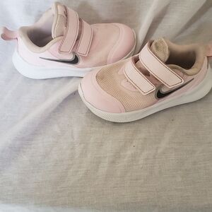Nike Kids Pink and Beige Velcro Sneakers